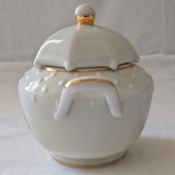 MJ HUMMEL Danbury Sugar & Creamer Set Porcelain Rainy Day Boy Girl Vintage - Picture 9 of 16